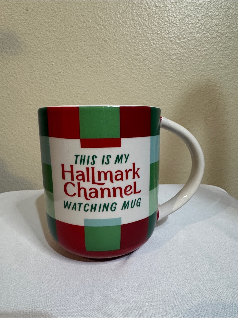 Hallmark Red and Green Checked Watching Mug